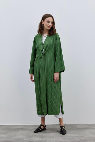 Dokulu Rahat Kadın Kimono Yeşil