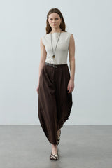 Dökümlü Bomb Pantolon Kahverengi