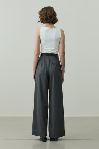 Dökümlü Palazzo Pantolon Gri
