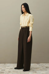 Dökümlü Palazzo Pantolon Kahverengi