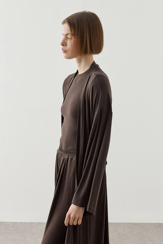 Dökümlü Rahat Kimono Kahverengi