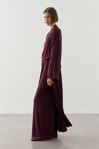 Dökümlü Rahat Kimono Mürdüm