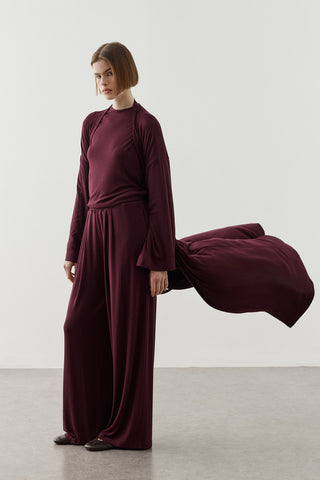 Dökümlü Rahat Kimono Mürdüm