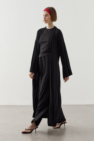 Dökümlü Rahat Kimono Siyah