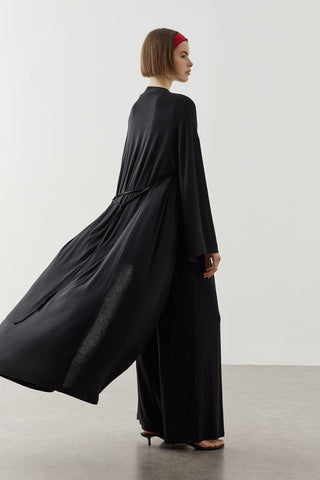 Dökümlü Rahat Kimono Siyah