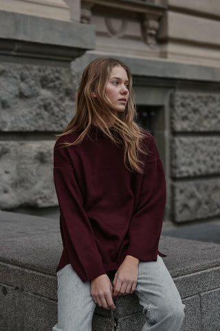Dolu İğne Kazak Bordo - Fahhar Design