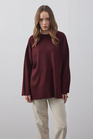 Dolu İğne Kazak Bordo - Fahhar Design