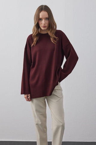 Dolu İğne Kazak Bordo - Fahhar Design
