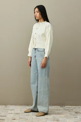 Dore Düğmeli Triko Hırka Ekru