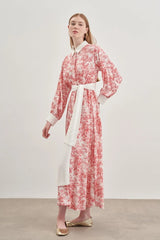 Düğmeli Elbise Bordo