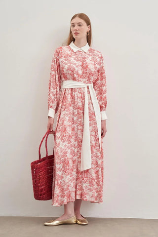 Düğmeli Elbise Bordo - Fahhar Design