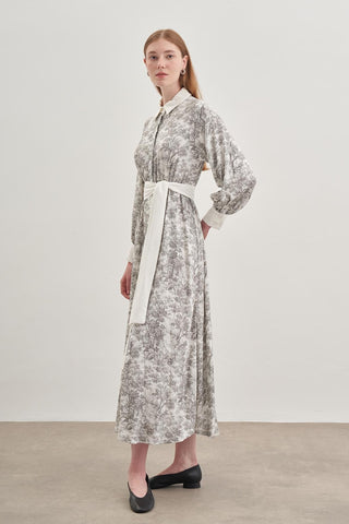 Düğmeli Elbise Gri - Fahhar Design