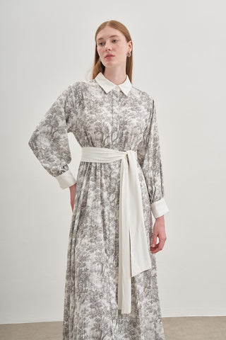 Düğmeli Elbise Gri - Fahhar Design