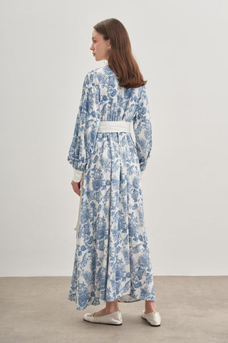 Düğmeli Elbise Mavi - Fahhar Design