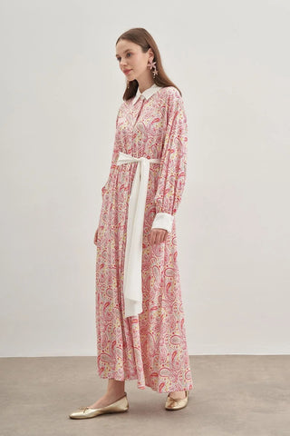 Düğmeli Elbise Pembe - Fahhar Design