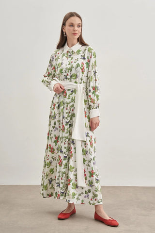 Düğmeli Elbise Yeşil - Fahhar Design