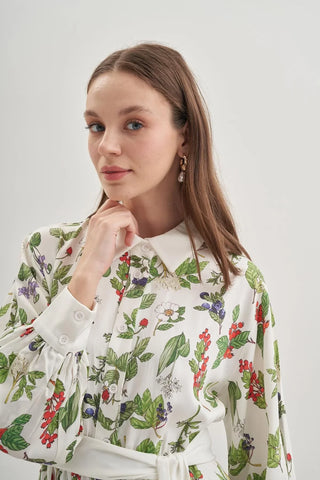 Düğmeli Elbise Yeşil - Fahhar Design