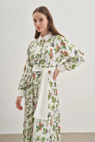 Düğmeli Elbise Yeşil - Fahhar Design