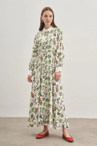 Düğmeli Elbise Yeşil - Fahhar Design