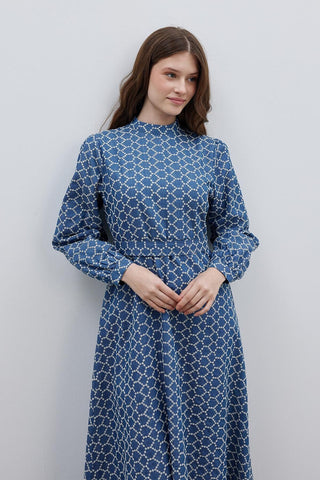 Düz Brode Elbise Mavi - Fahhar Design