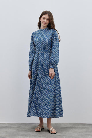 Düz Brode Elbise Mavi - Fahhar Design