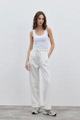 Straight Cut Women's Trousers White