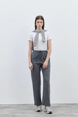 Straight Cut Women's Trousers Gray