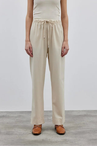 Düz Kesim Kadın Pantolon Krem - Fahhar Design