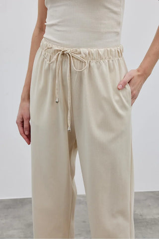 Düz Kesim Kadın Pantolon Krem - Fahhar Design