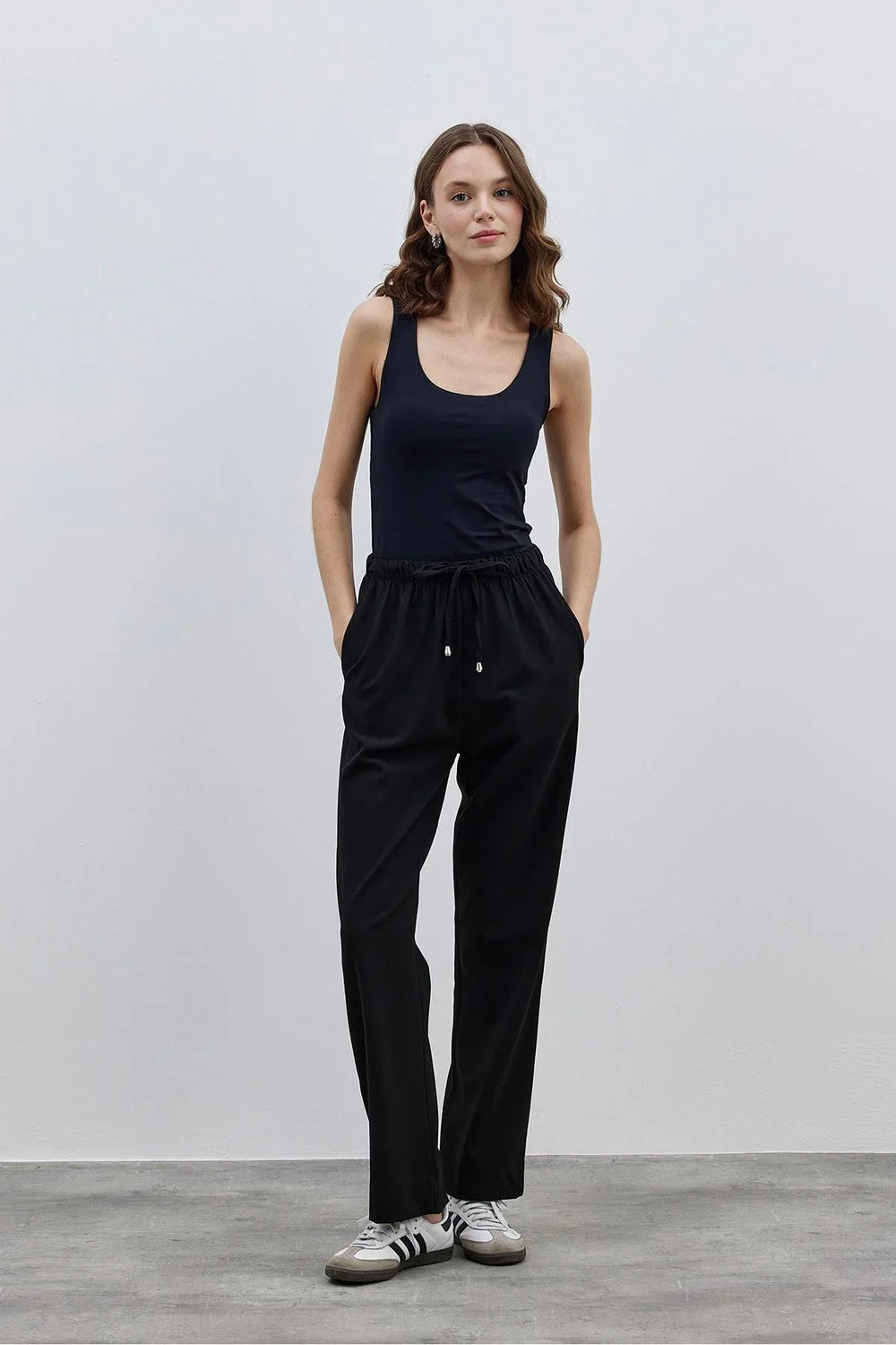 Straight Cut Women's Trousers Black