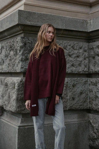 Düz Örme Fular Atkı Bordo - Fahhar Design