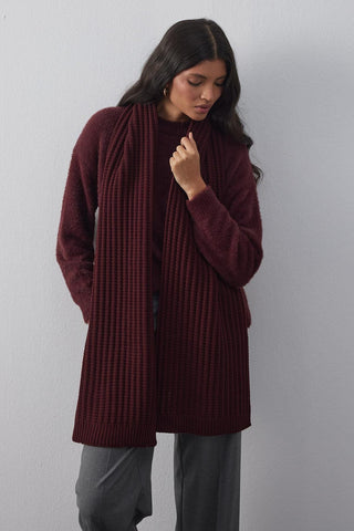 Düz Örme Fular Atkı Bordo - Fahhar Design