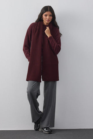 Düz Örme Fular Atkı Bordo - Fahhar Design