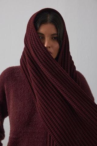 Düz Örme Fular Atkı Bordo - Fahhar Design