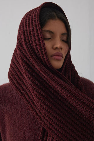 Düz Örme Fular Atkı Bordo - Fahhar Design