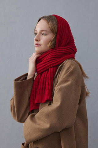 Düz Örme Fular Atkı Kırmızı - Fahhar Design