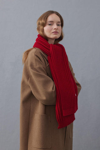 Düz Örme Fular Atkı Kırmızı - Fahhar Design