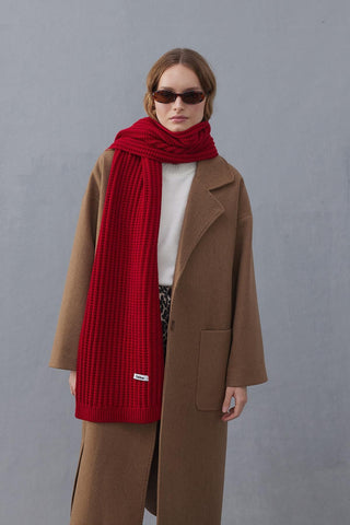 Düz Örme Fular Atkı Kırmızı - Fahhar Design