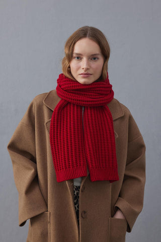 Düz Örme Fular Atkı Kırmızı - Fahhar Design