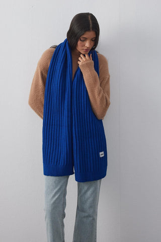 Düz Örme Fular Atkı Mavi