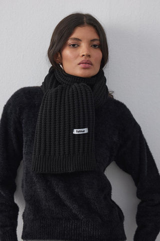 Düz Örme Fular Atkı Siyah