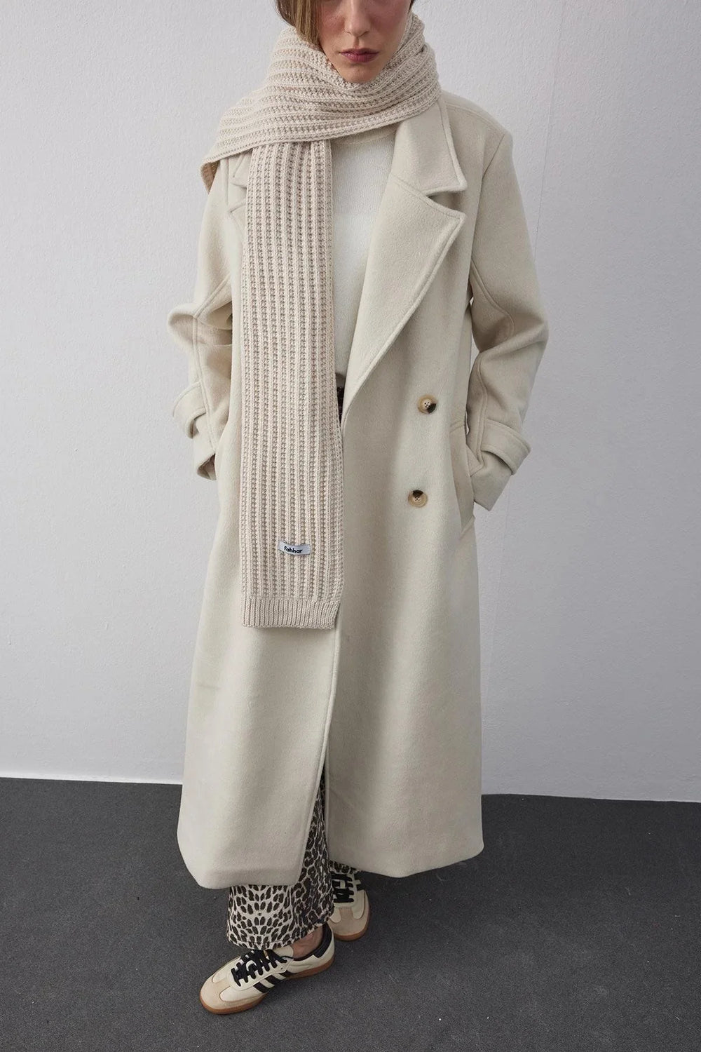 Plain Knitted Scarf Stone
