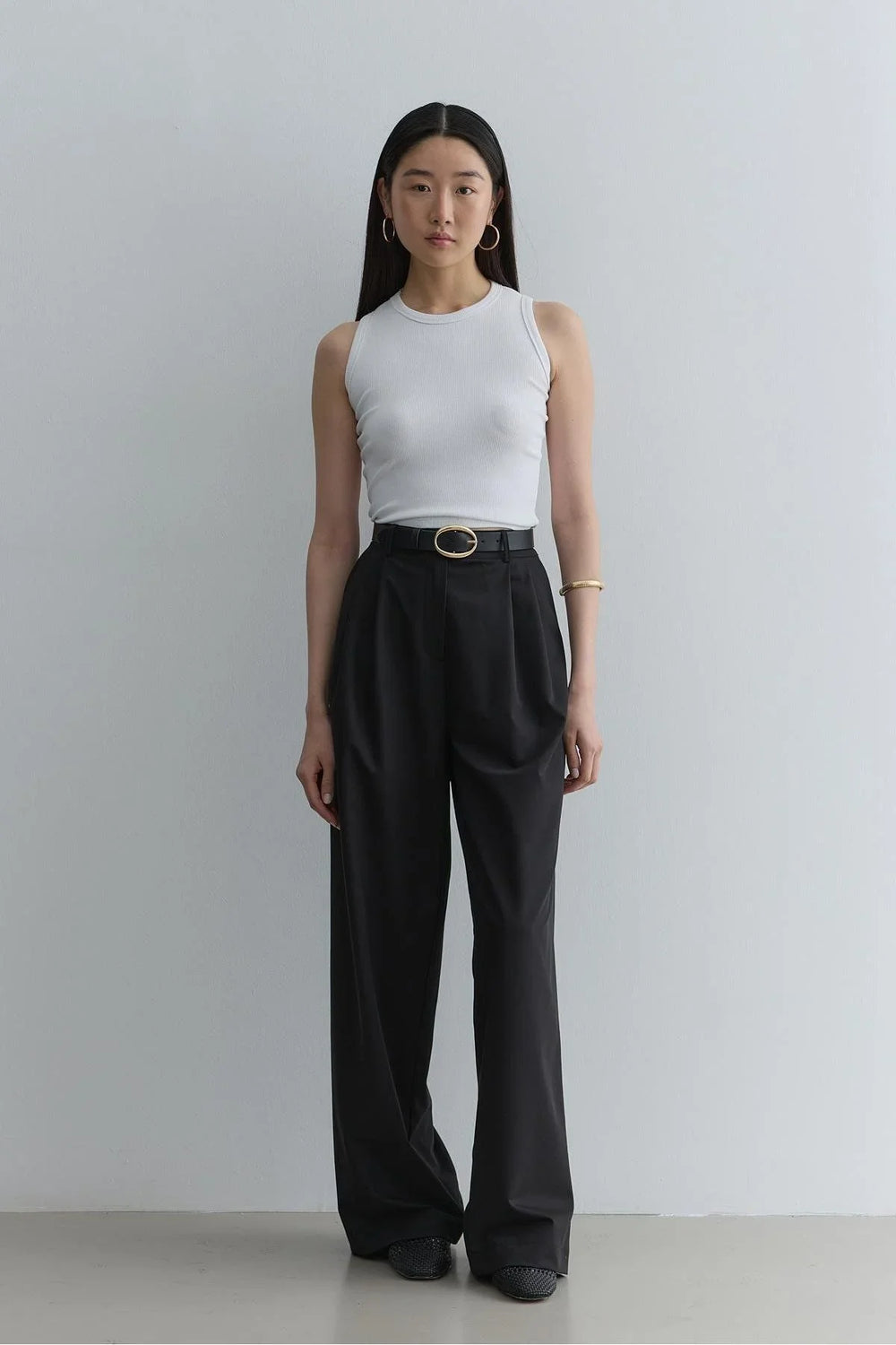 Straight Leg Trousers Black