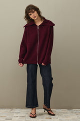 Fermuar Detaylı Hırka Bordo