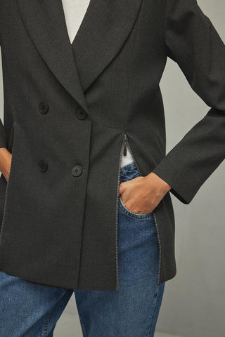 Fermuarlı Ceket Gri - Fahhar Design