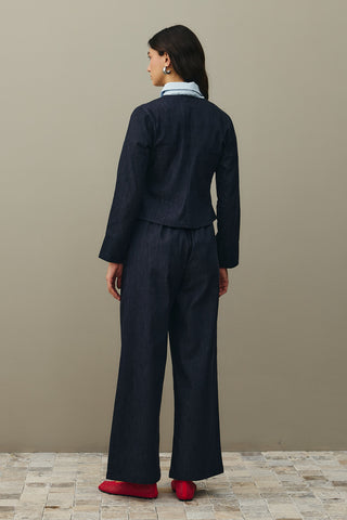 Fermuarlı Denim Üst Lacivert
