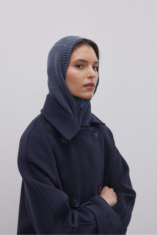 Fermuarlı Kadın Balaclava Bere İndigo