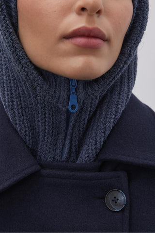 Fermuarlı Kadın Balaclava Bere İndigo