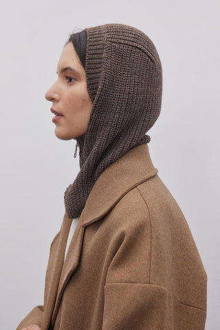 Fermuarlı Kadın Balaclava Bere Kahverengi