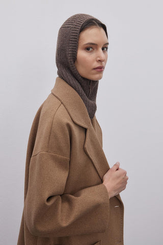Fermuarlı Kadın Balaclava Bere Kahverengi